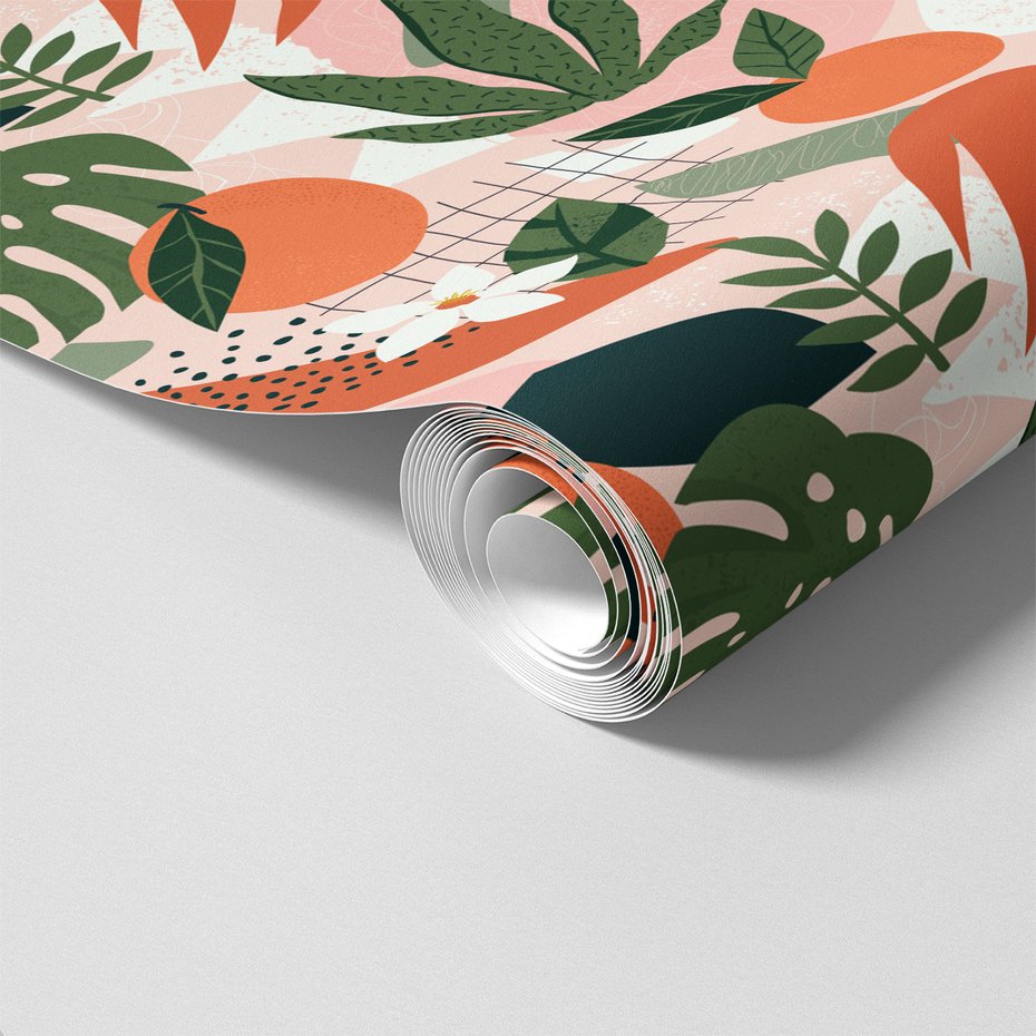 Tapeta - owoce, liście, abstrakcja