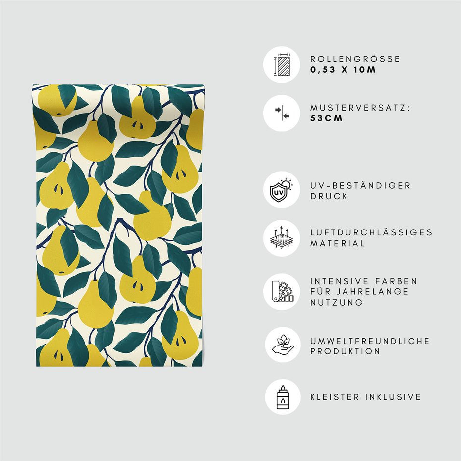 Tapeta - gruszki, liście, gałęzie