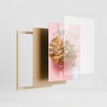 Zestaw obrazy w ramie, plakaty - kwiaty, liście, złoty - rama drewno