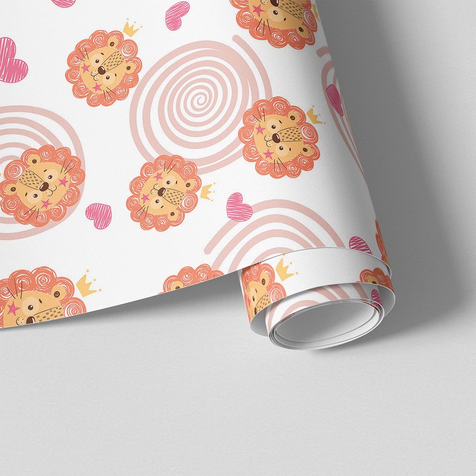 Tapeta - dziecięca, lew, korona, serce