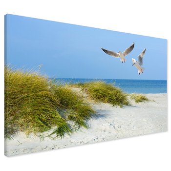 Obraz na płótnie - plaża, mewy, morze