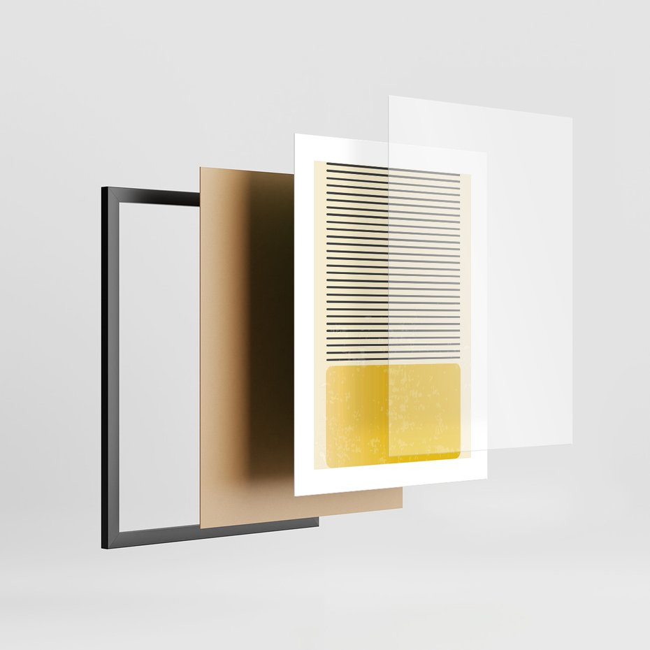 Zestaw obrazy w ramie, plakaty - linie, geometryczny, abstrakcja - rama czarna