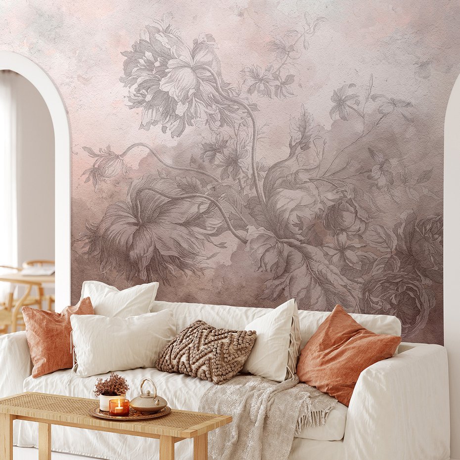 Fototapeta - loft, kwiaty, mgła