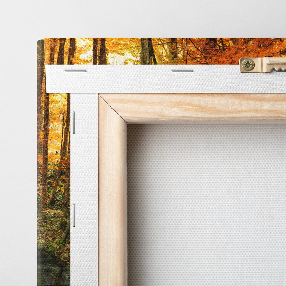 Obraz na płótnie - jesień, wodospad, las