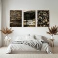 Zestaw obrazy w ramie, plakaty - dom, natura, drewno - rama drewno