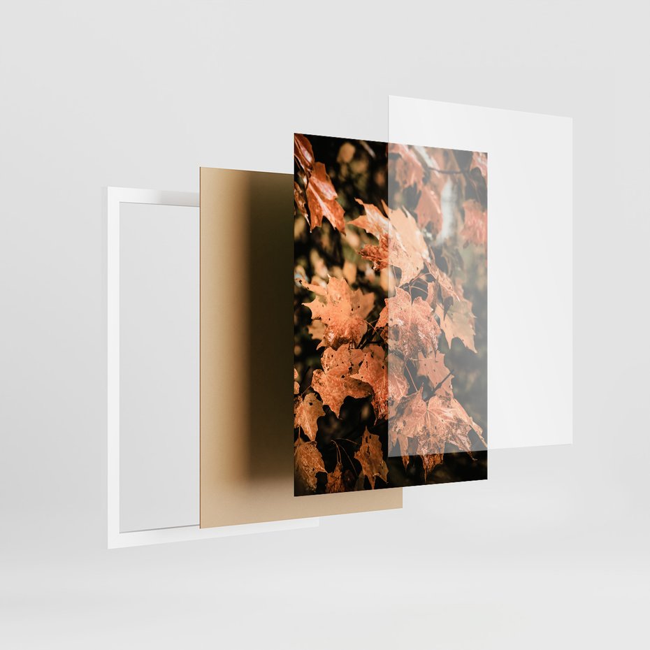 Zestaw obrazy w ramie, plakaty - liście, jesień, droga - rama biała