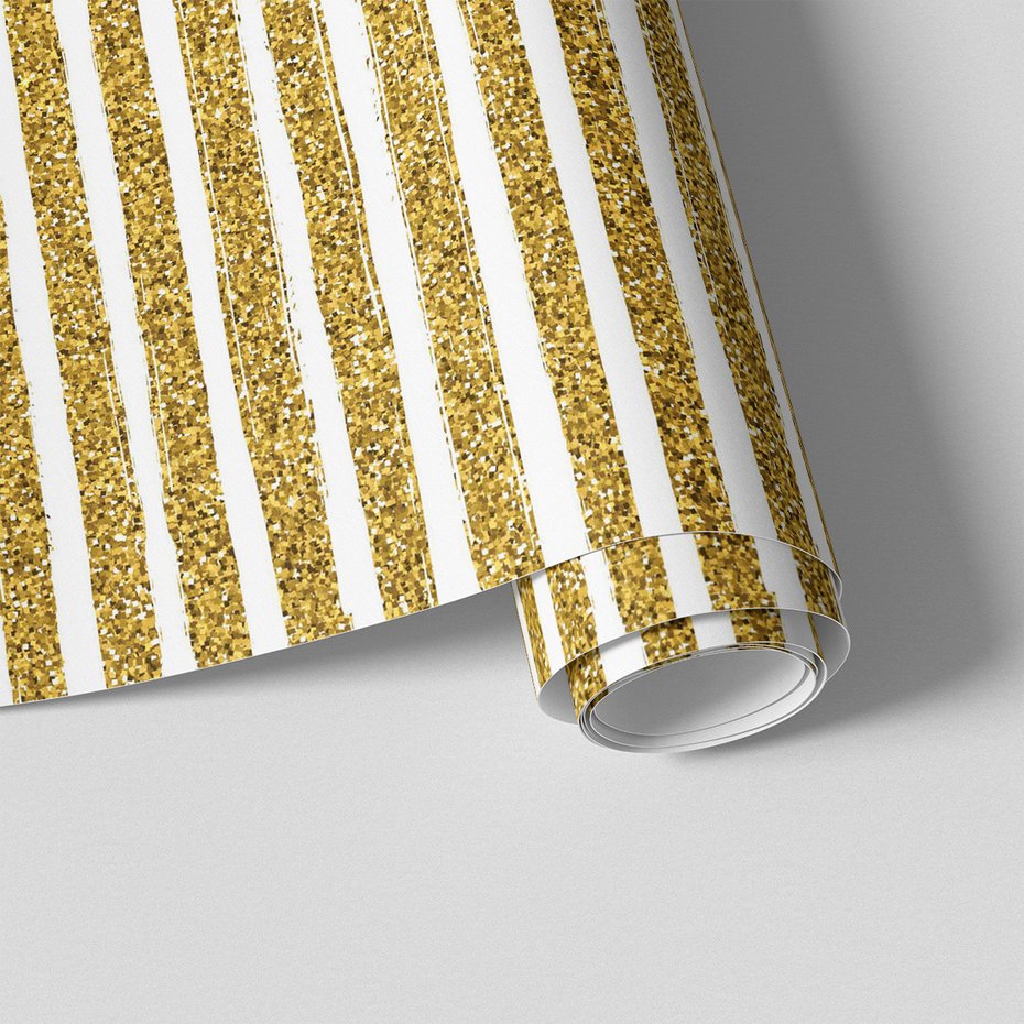 Tapeta - linie, złoto, brokat