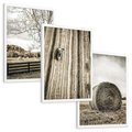 Zestaw obrazy w ramie, plakaty - wieś, pole, siano, - rama biała