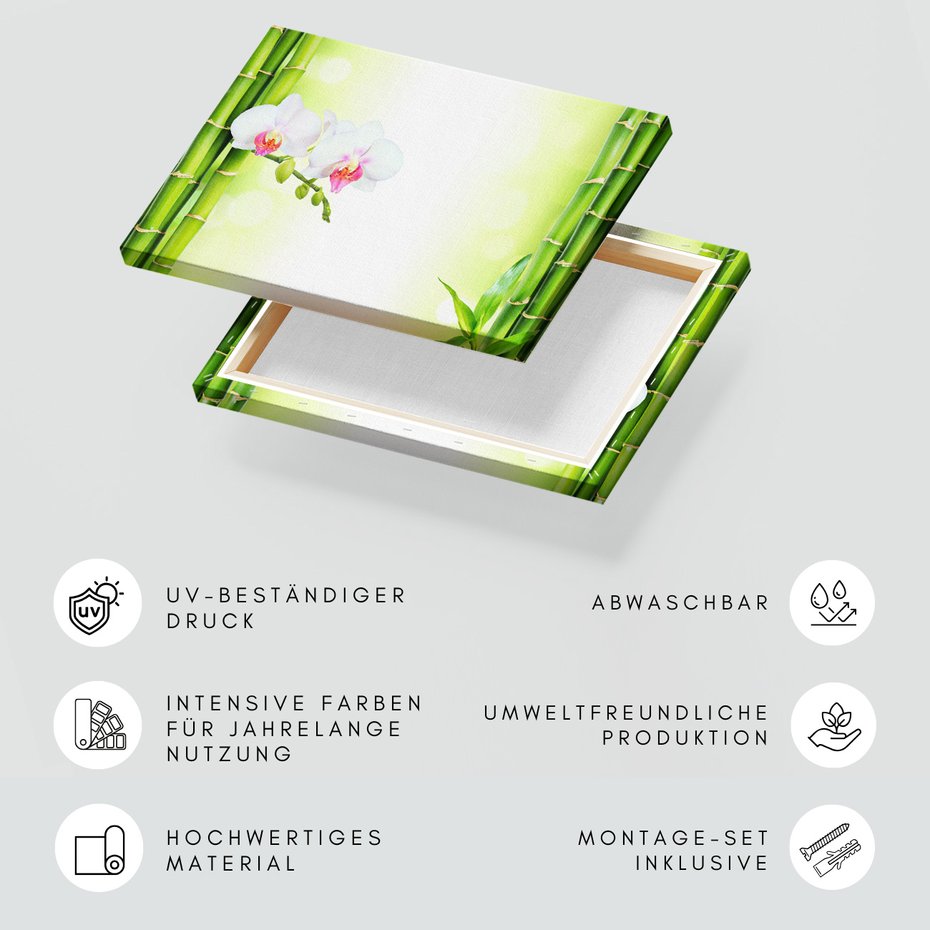 Obraz na płótnie - bambus, orchidee, kwiaty