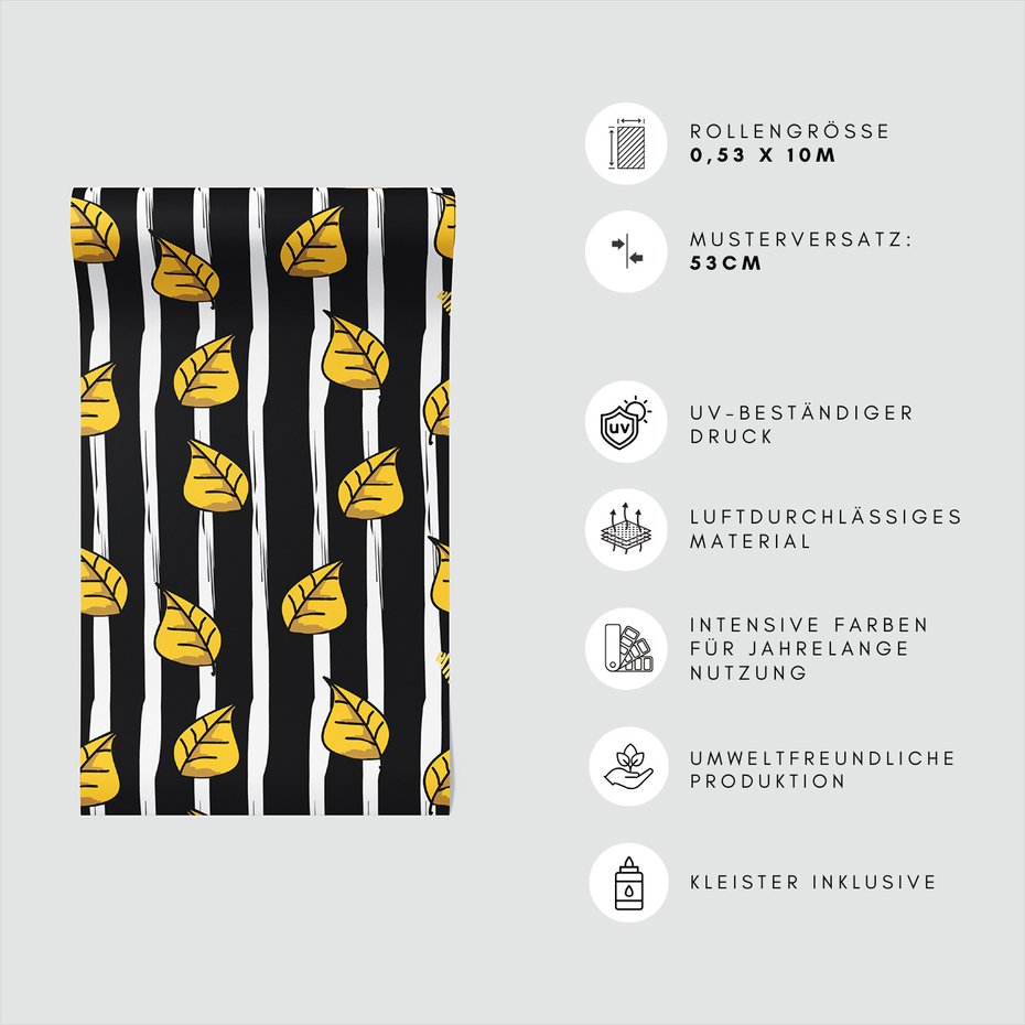 Tapeta - liście, paski, kontrast