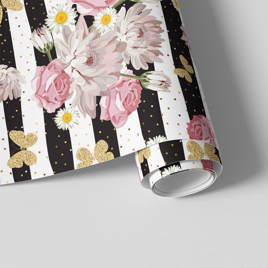 Tapeta - róże, kwiaty, paski