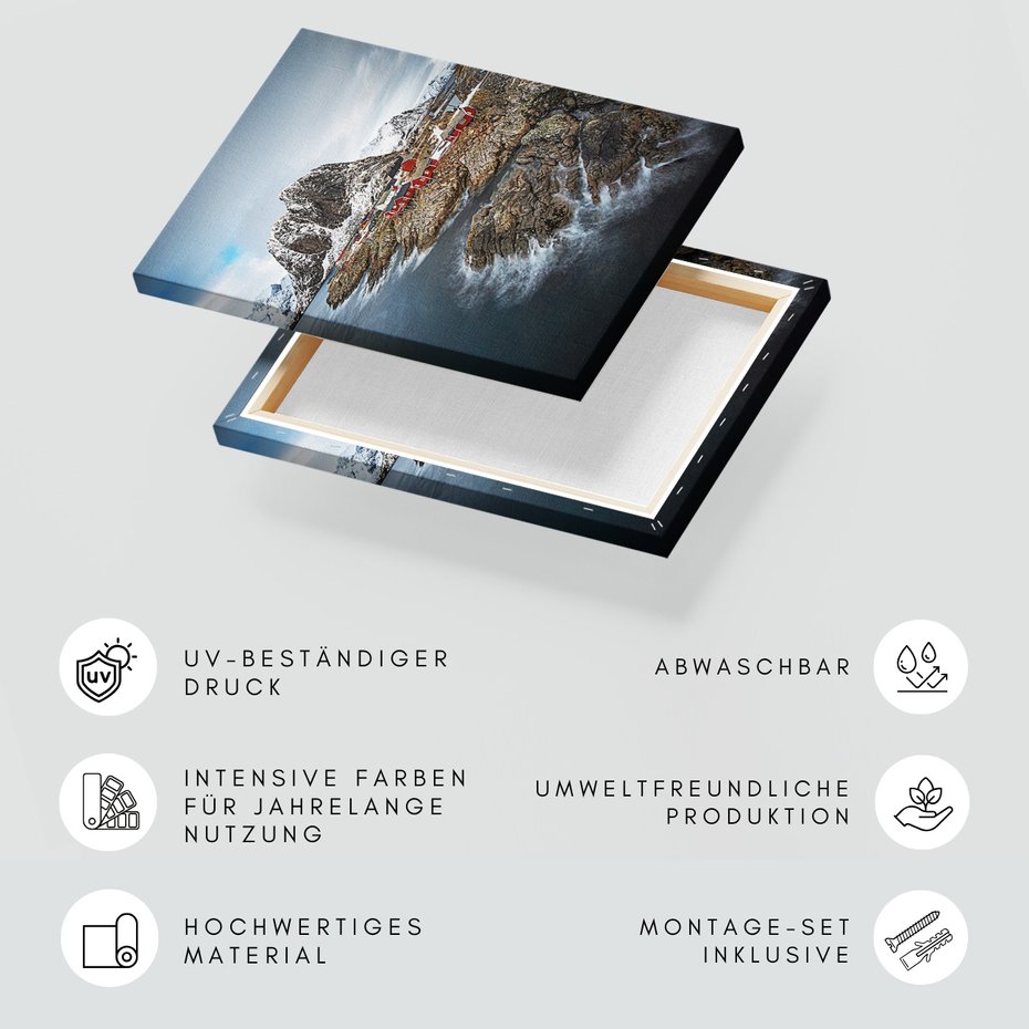 Obraz na płótnie - góry, morze, domy