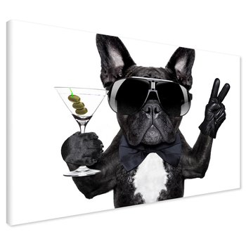 Obraz na płótnie - pies, martini, okulary