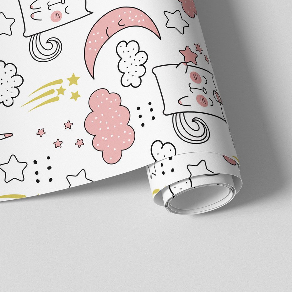 Tapeta - dziecięca, jednorożec, księżyc, gwiazdy