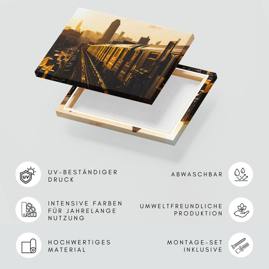 Obraz na płótnie - miasto, pociąg, budynki