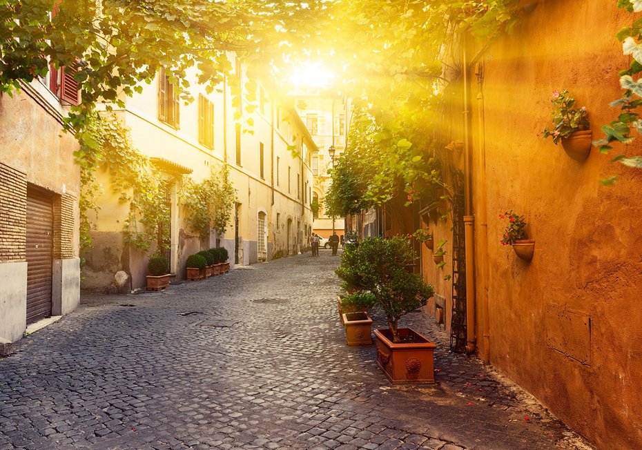 Fototapeta - uliczka, miasto, brukowana,