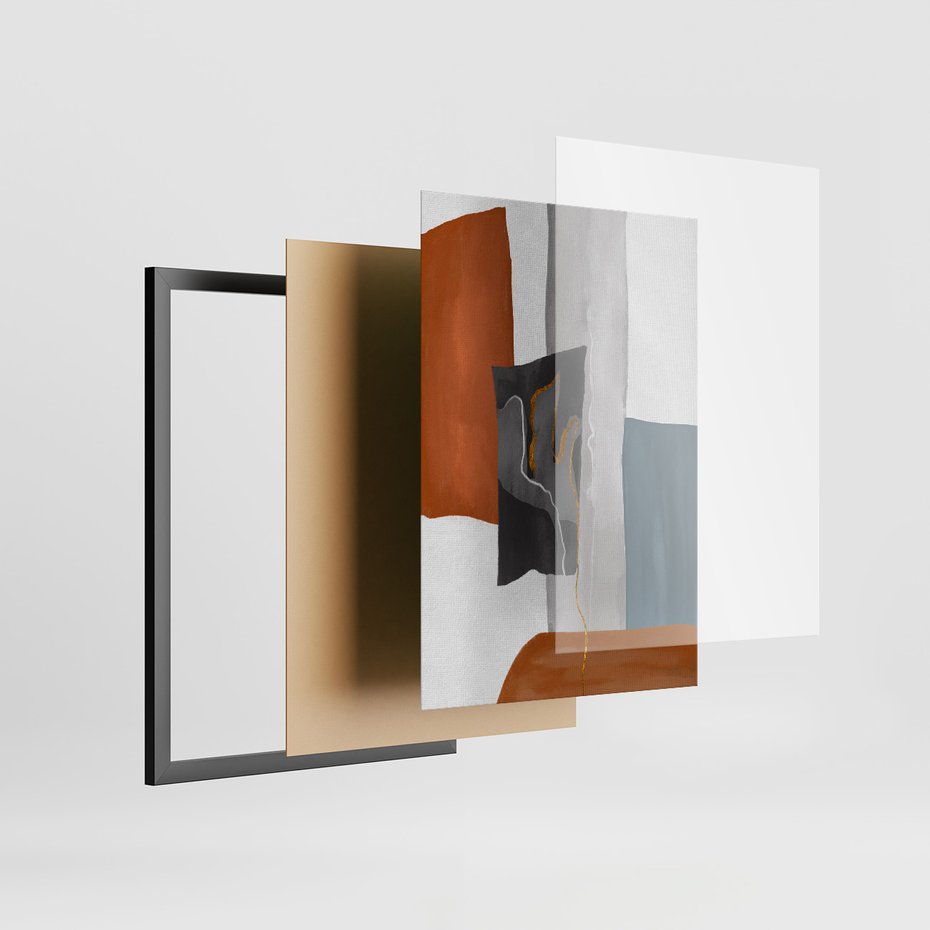 Zestaw obrazy w ramie, plakaty - abstrakcja, geometria, nowoczesność - rama czarna