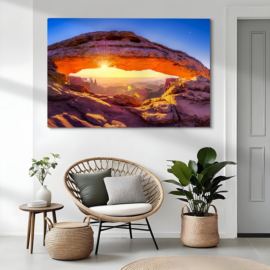 Obraz na płótnie - krajobraz, skały, słońce