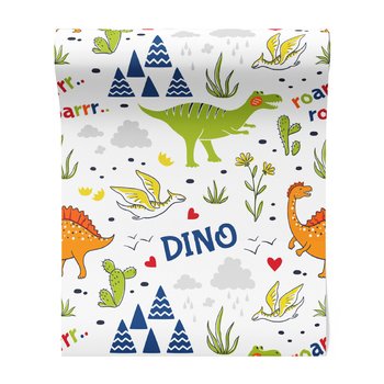 Tapeta - dziecięca, dinozaury, wzór, kaktusy