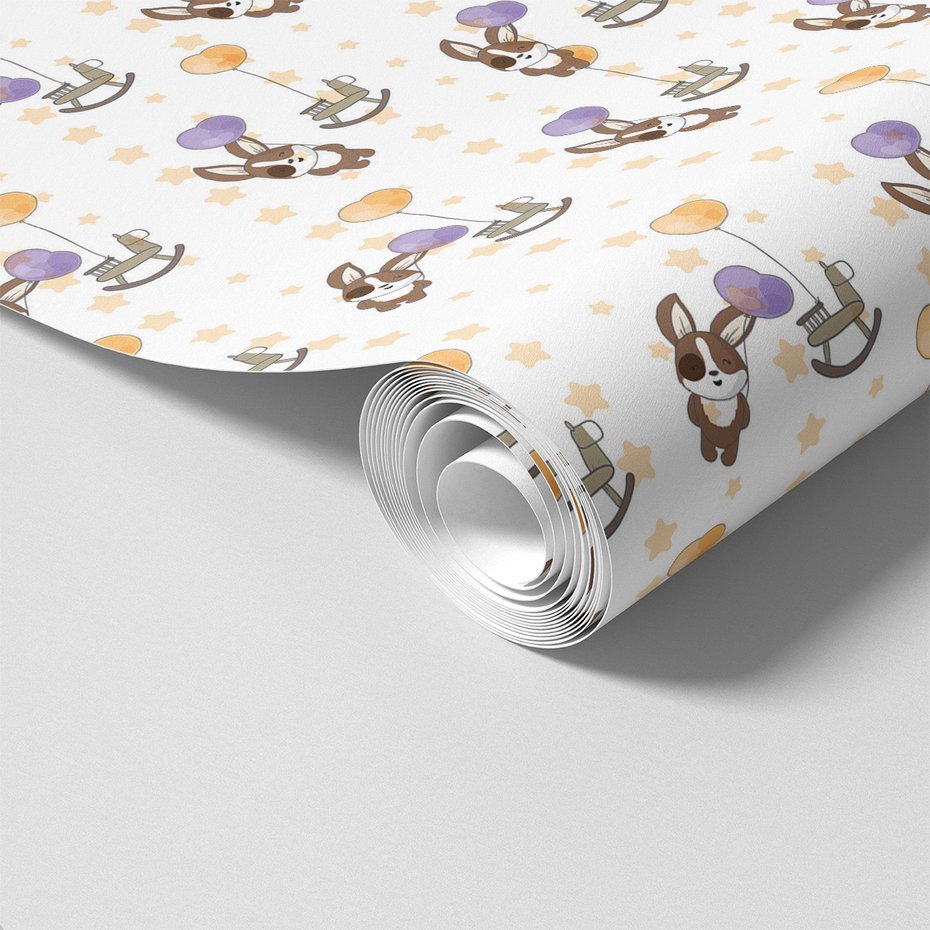 Tapeta - dziecięca, królik, zabawka, gwiazdy