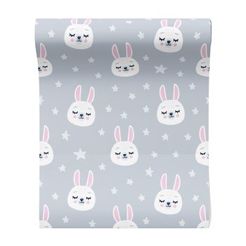 Tapeta - dziecięca, królik, gwiazdy, tło