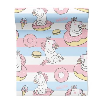 Tapeta - dziecięca, jednorożce, pączki, lody