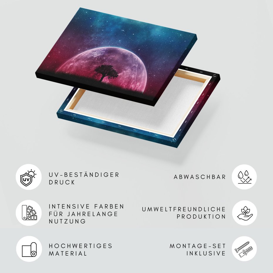 Obraz na płótnie - kosmos, planeta, drzewo