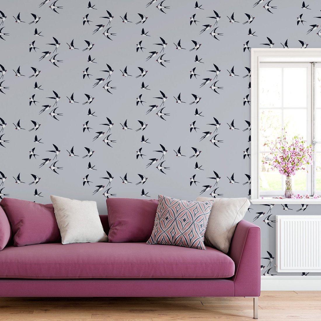 Tapeta - jaskółki, ptaki, niebo