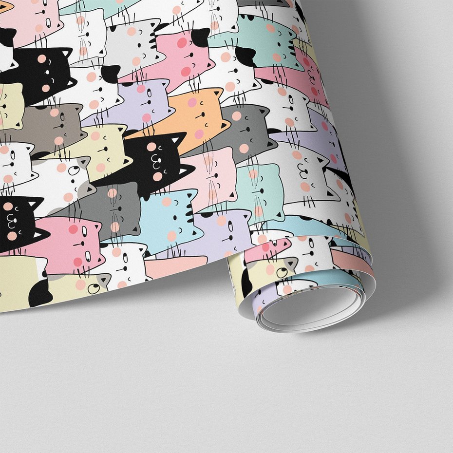 Tapeta - dziecięca, koty, ilustracja, tło