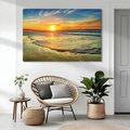 Obraz na płótnie - zachód słońca, plaża, morze