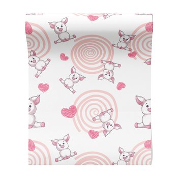 Tapeta - dziecięca, świnka, serce, spirala