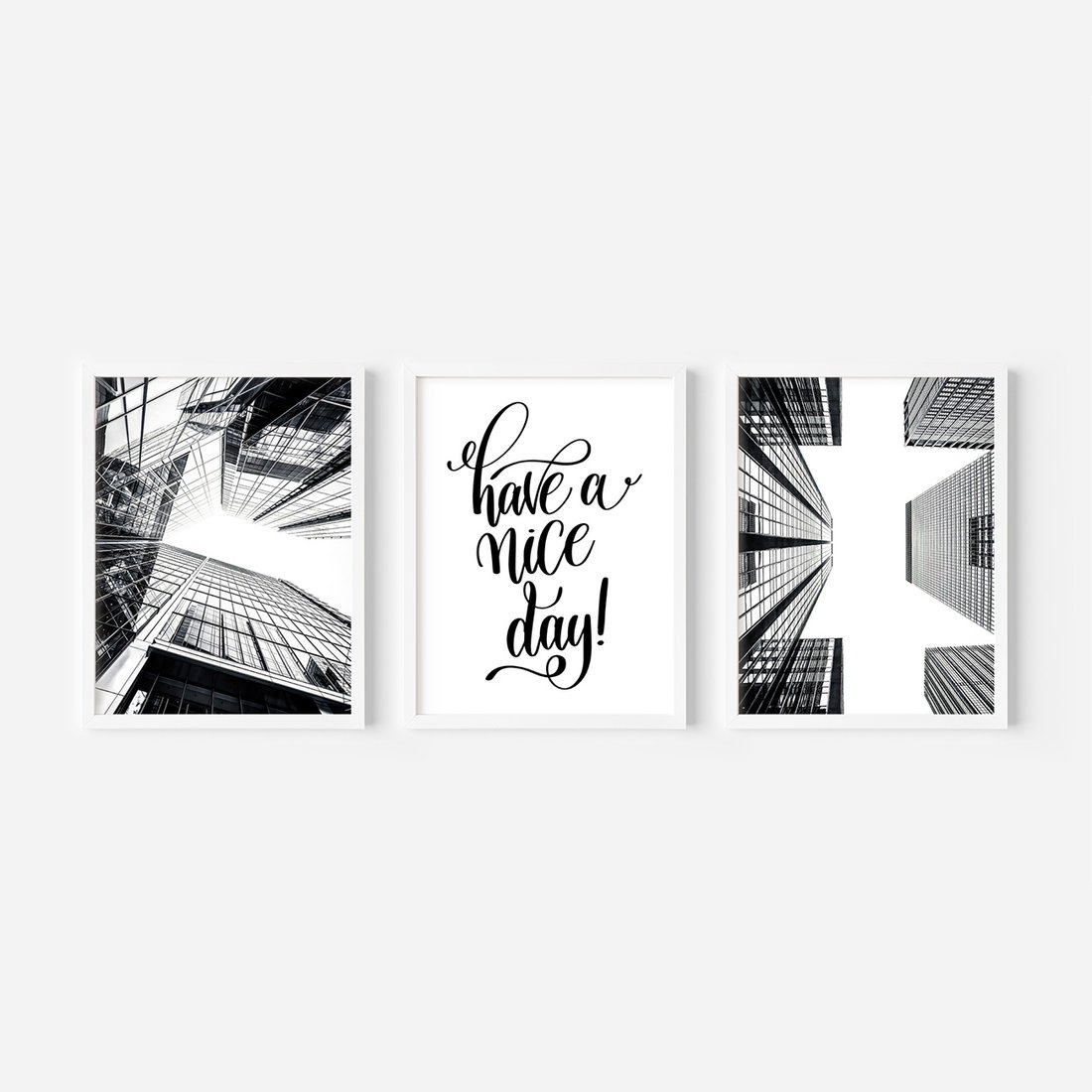 Zestaw obrazy w ramie, plakaty - architektura, budynki, miejski - rama biała