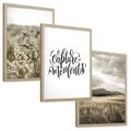 Zestaw obrazy w ramie, plakaty - natura, rośliny, góry - rama drewno