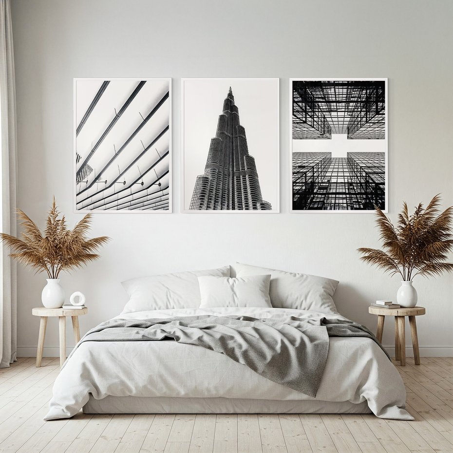 Zestaw obrazy w ramie, plakaty - architektura,budynek,struktura - rama biała