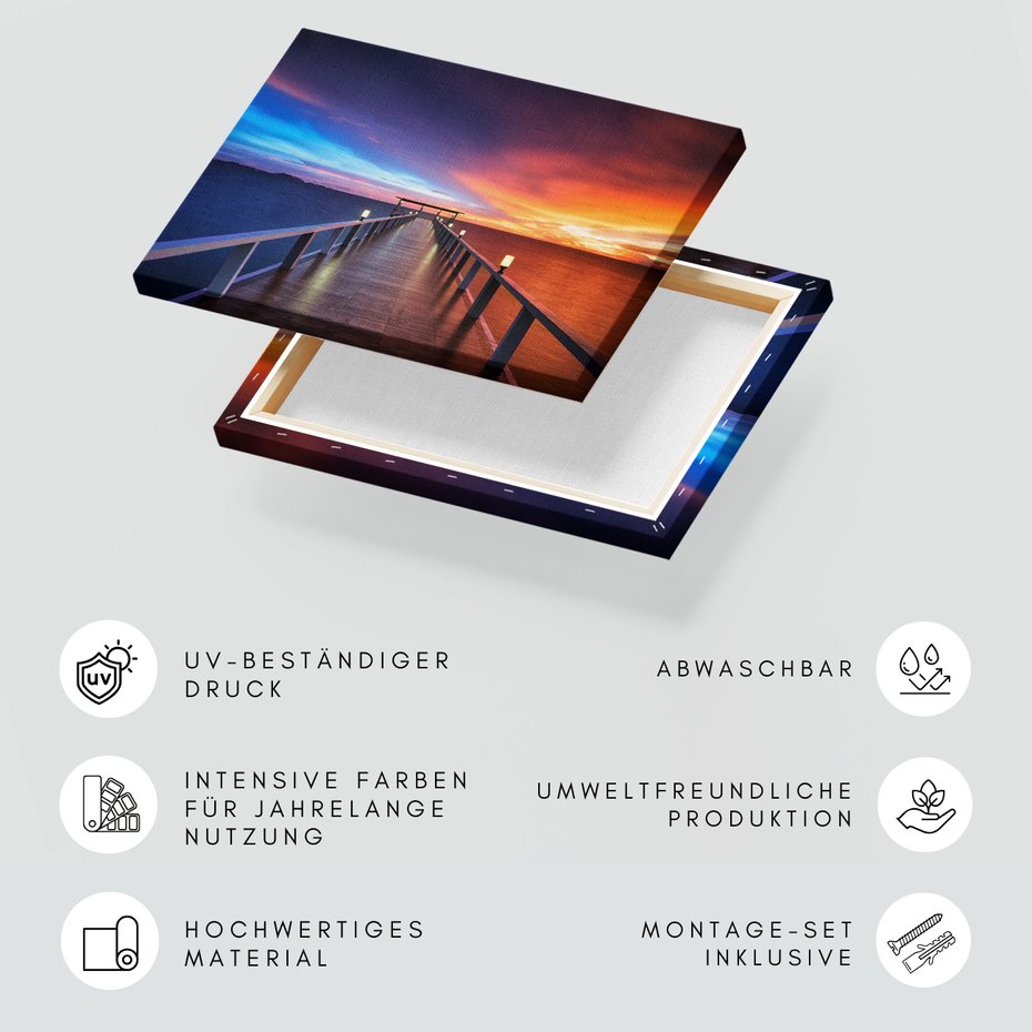 Obraz na płótnie - morze, zachód słońca, molo