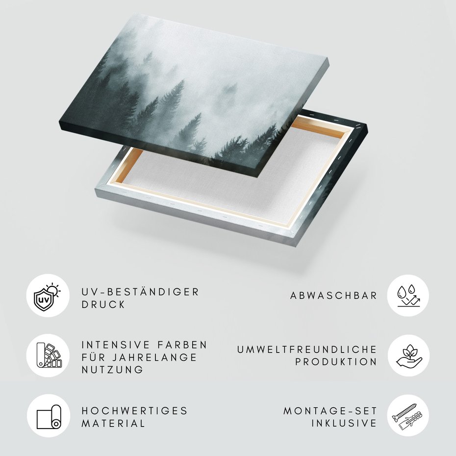 Obraz na płótnie - las, mgła, drzewa