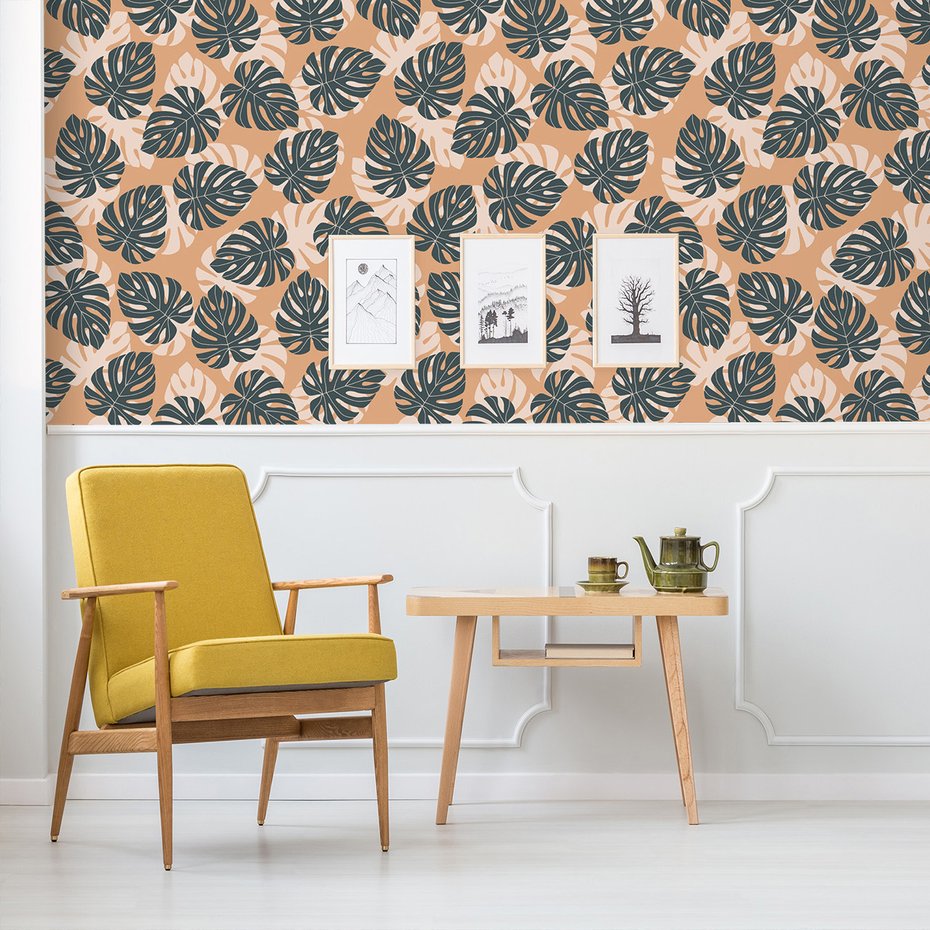 Tapeta - liście, monstera, tło