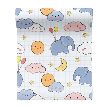 Tapeta - dziecięca, słońce, chmury, gwiazdy