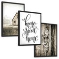 Zestaw obrazy w ramie, plakaty - dom, drzwi, rustykalny - rama czarna