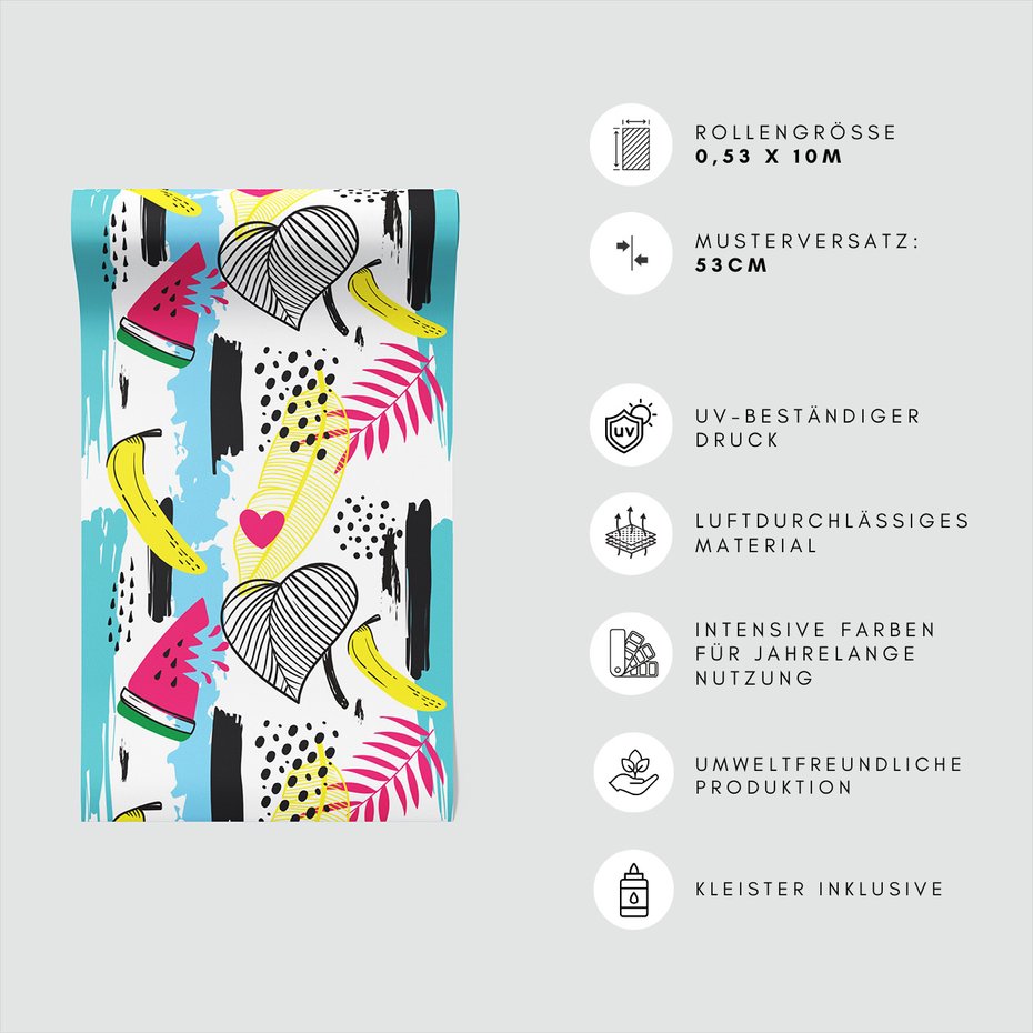 Tapeta - banan, liść, arbuz