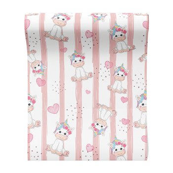 Tapeta - dziecięca, jednorożec, serca, tło