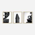 Zestaw obrazy w ramie, plakaty - architektura, budynki, miejski - rama drewno