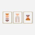 Zestaw obrazy w ramie, plakaty - abstrakcja, boho, minimalizm - rama drewno