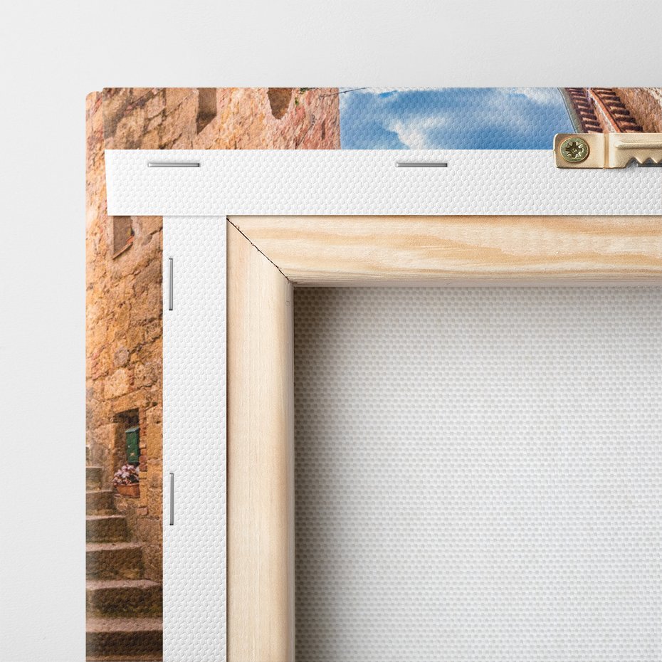 Obraz na płótnie - uliczka, kwiaty, budynki