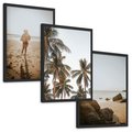 Zestaw obrazy w ramie, plakaty - plaża, palmy, morze - rama czarna