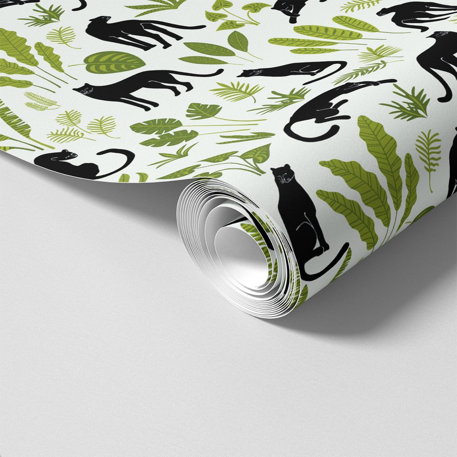 Tapeta - pantery, liście, roślinność