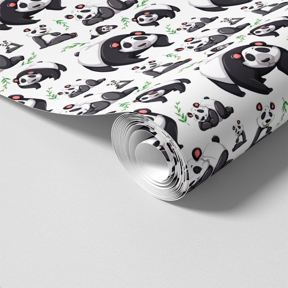 Tapeta - dziecięca, panda, liście, tło