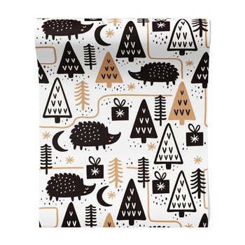 Tapeta - dziecięca, jeże, prezenty, drzewa