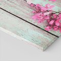 Obraz na płótnie - kwiaty, różowy, drewno