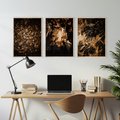 Zestaw obrazy w ramie, plakaty - liście, jesień, brązowy - rama drewno